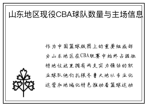 山东地区现役CBA球队数量与主场信息